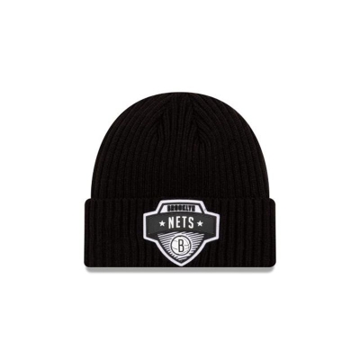 Black Brooklyn Nets Hat - New Era NBA Tip Off Edition Cuff Knit Beanie USA5813762